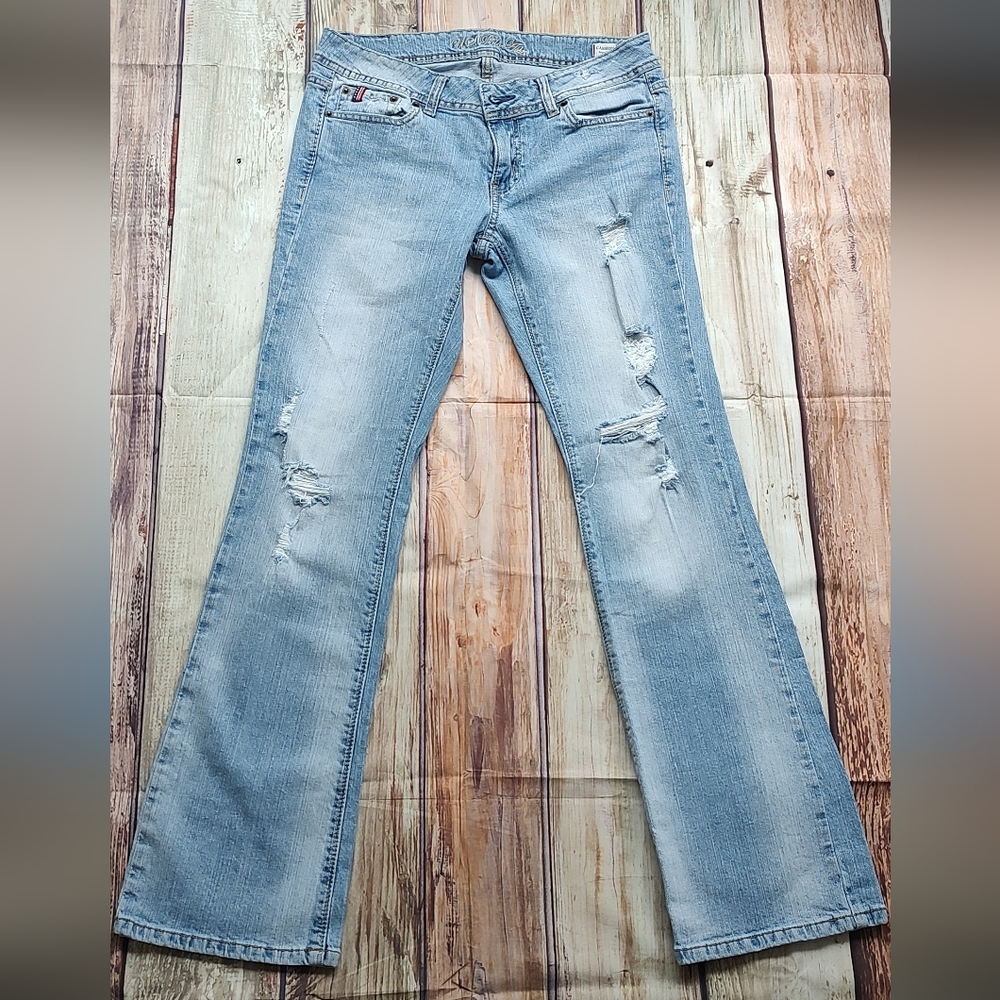 Jeans Women Us Polo Assn Size 9/10 Color Blue 5 Pockets Style Ripped Excellent